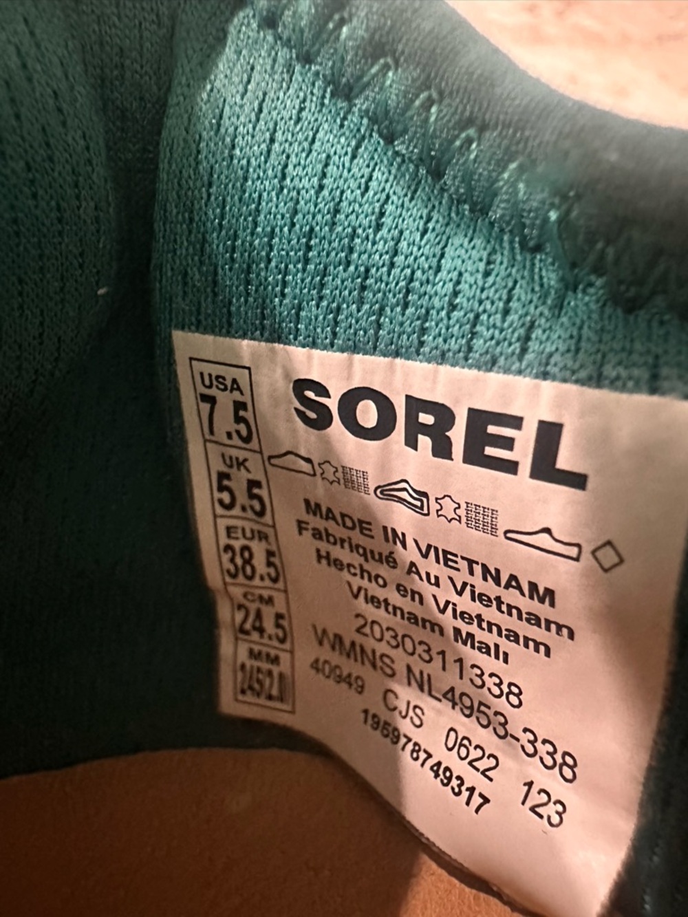 SOREL Teal Kinetic Impact II Lace Athletic Sneakers with Yellow Accent Size 7.5 - Picture 9 of 9
